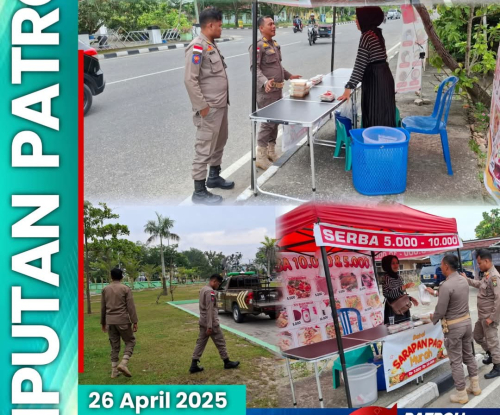 Patroli Rutin Pagi, Satpol PP Kampar Tertibkan Pedagang di Trotoar